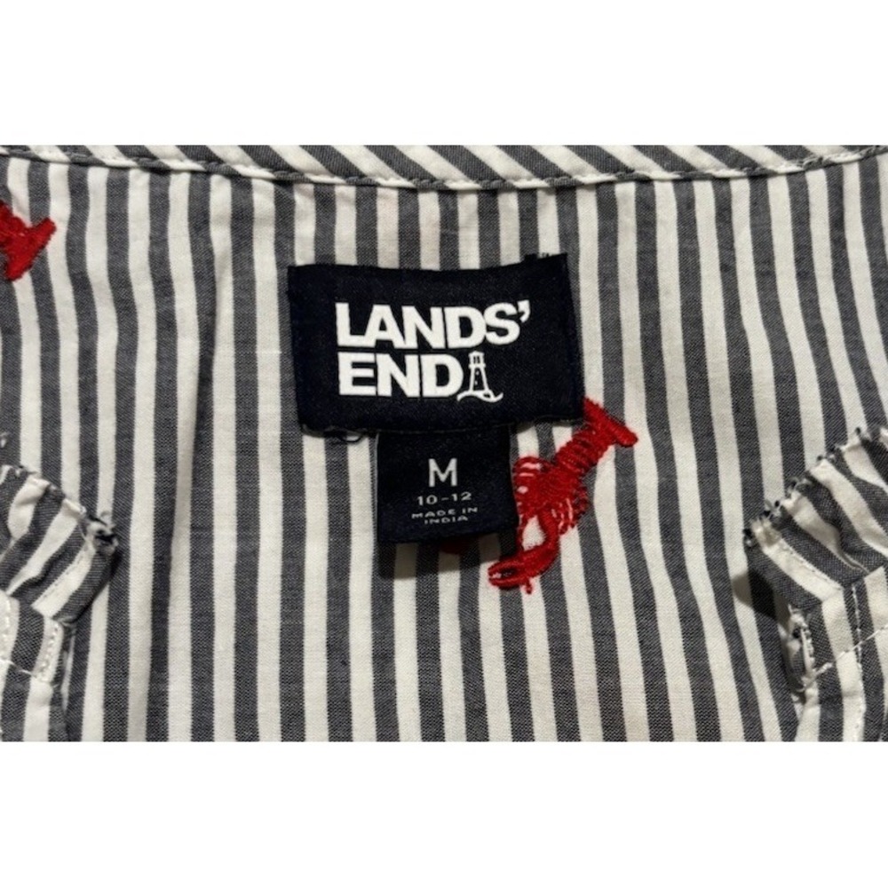 Lands' End Long Sleeve Lobster Embroidery Mini Popover Dress Medium 10/12 - Picture 8 of 11